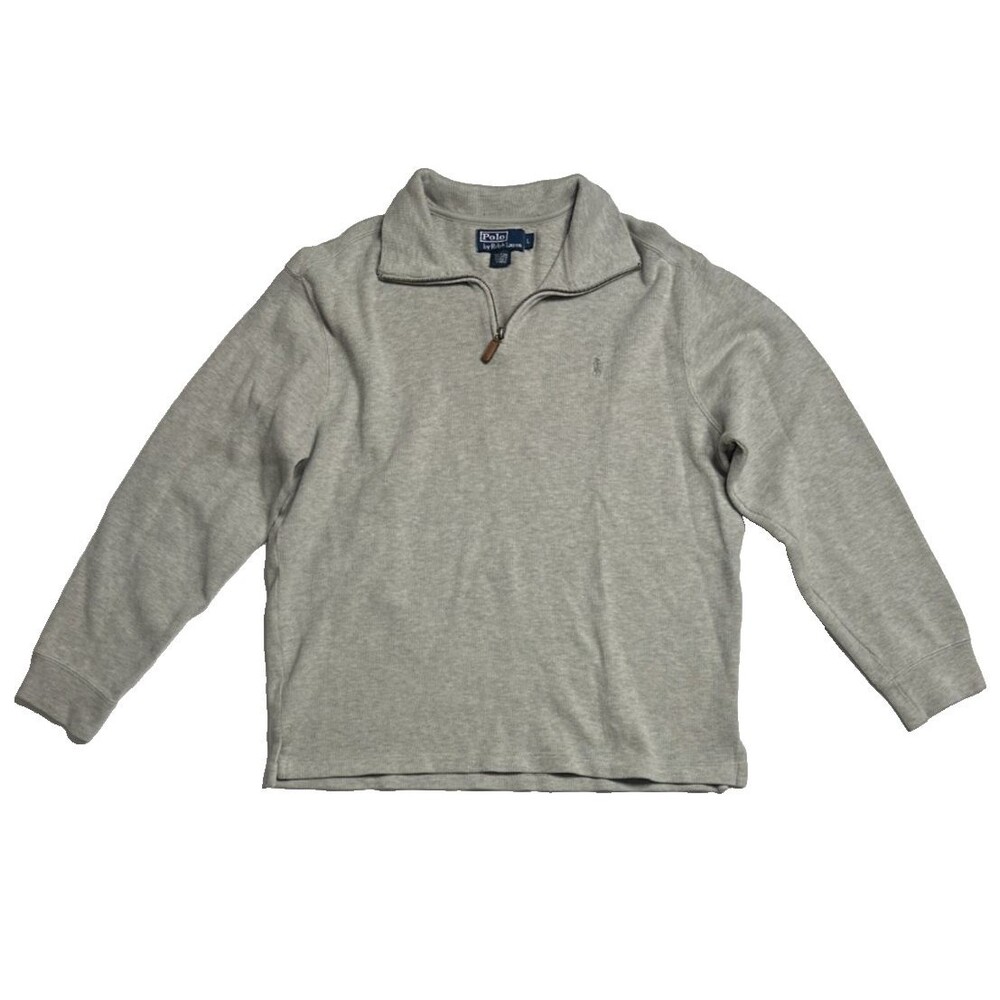 Polo Ralph Lauren 1/4 Zip Pullover Sweater Size L Mens Pony Long Sleeve Gray